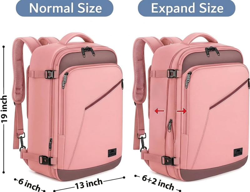 Pink 40L Carry On Backpack Women Water Resistant Travel Bag4