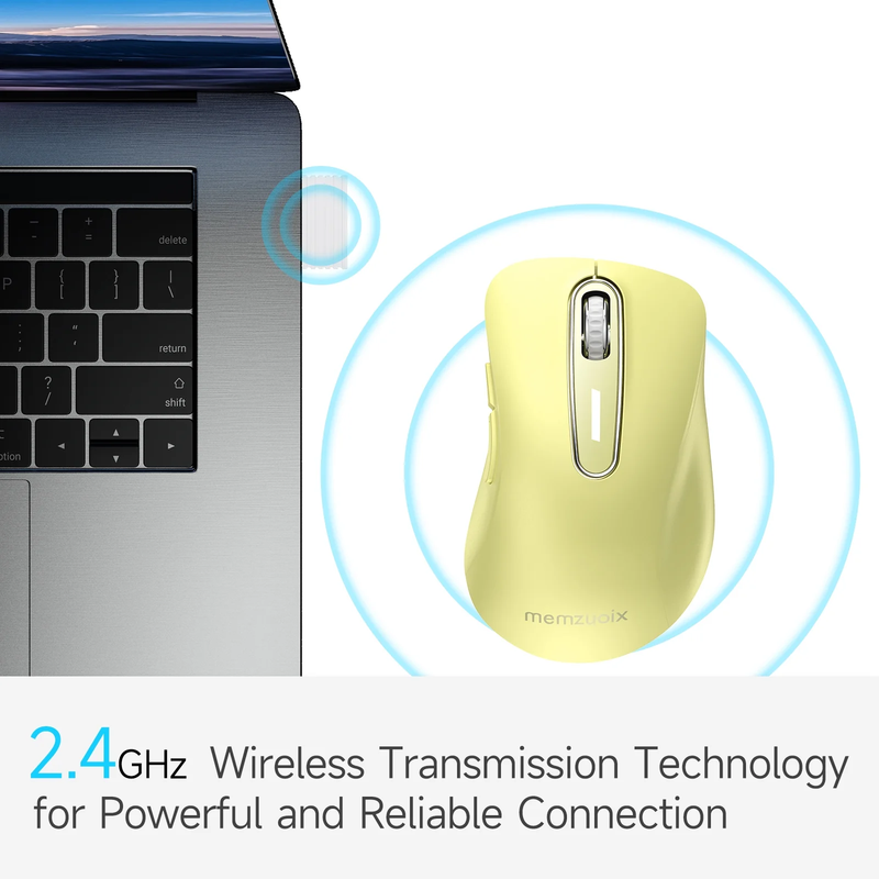 2.4GHz Wireless Mouse 1200 DPI 5 Button USB Receiver PC Laptop Light Yellow5