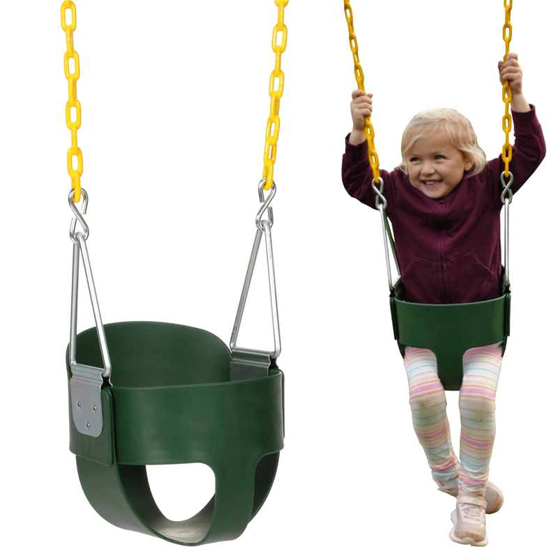 Heavy Duty High Back Toddler Swing, Infant Bucket Seat w/ Coated Chains, Green7