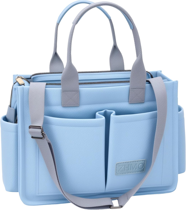 Women’s Canvas Tote Bag Large Shoulder Handbag w/ Compartments Work Laptop Bag10