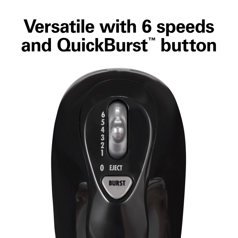 6-Speed Electric Hand Mixer with Quickburst Storage Case 3 Attachments Black2