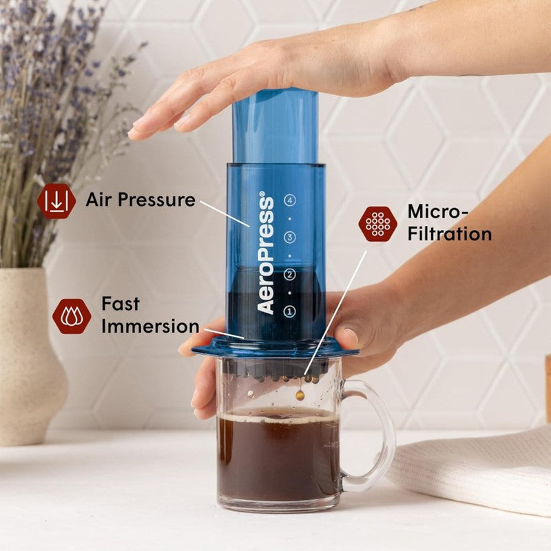 Clear Blue Coffee Press French Press Pour Over Espresso Travel Camping Brewer1
