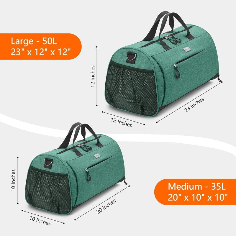 Gym Bag Unisex Duffel Shoe Compartment Wet Pocket Travel Sports Textured Green M3