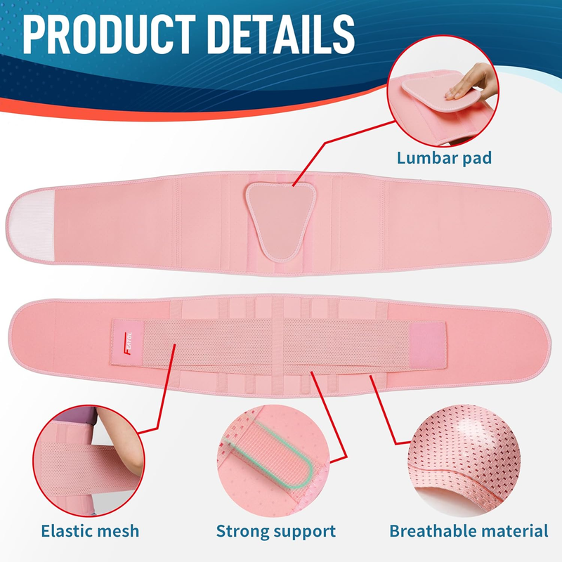 Back Brace Lumbar Support Belt Lower Back Pain Relief Pink L/XL6
