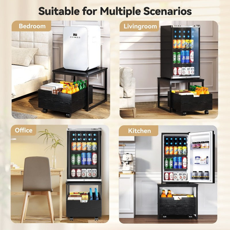 Mini Fridge Stand with Storage Space, Refrigerator Stand Table Shelf with Lockab5