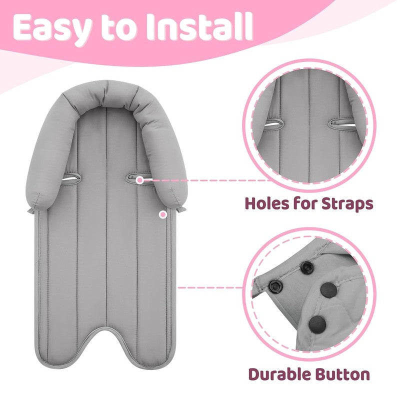 Infant Car Seat Head Support Soft 2 in 1 Insert for Newborn Stroller Gray/Pink4