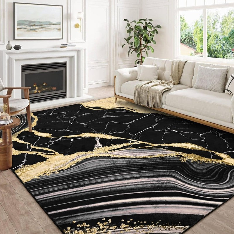5'X7' Area Rugs for Living Room, Marble Swirl Abstract Rug Ultra Soft Washable R2