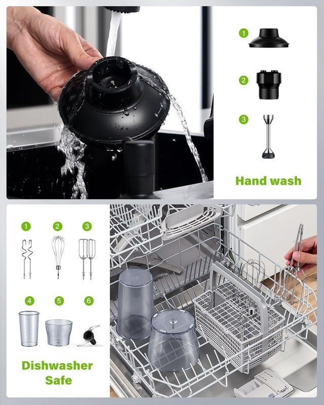 6-In-1 Immersion Blender, 1000W Hand Blender with 20 Speeds, Scratch-Resistant S6