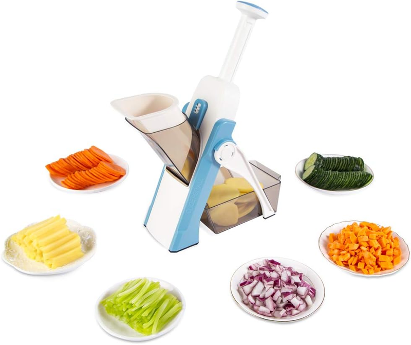 Safe Mandoline Slicer 5 in 1 Vegetable Cutter, Strips Julienne Dicer Adjustable 8