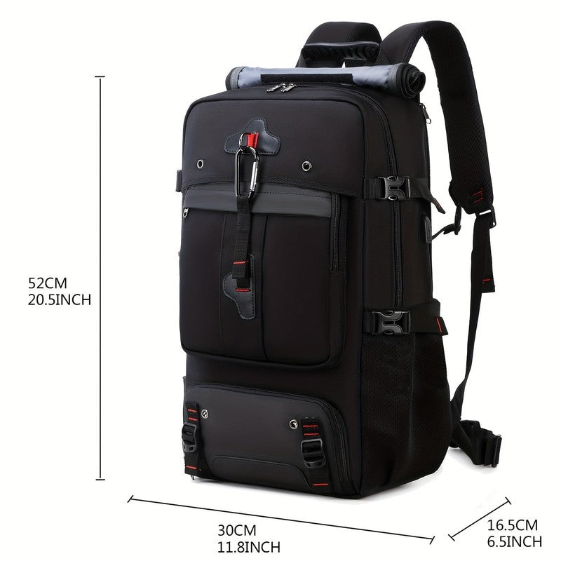 A 50L Large Capacity Hiking Backpack, Outdoor Camping Backpack, Convertible Shou4