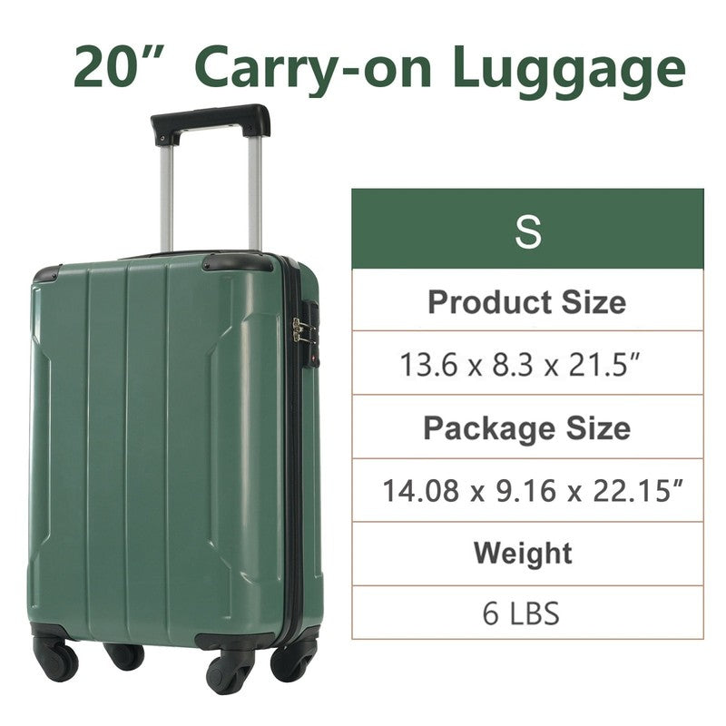 Carry on Luggage, Lightweight Durable ABS Suitcases with Double Wheels, Expandab4