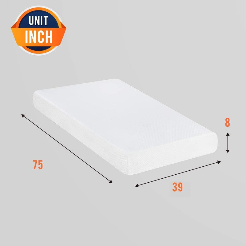 | 8 Inch Twin Mattress | Medium Firm | Gel Memory Foam Mattress | White | Bed in6
