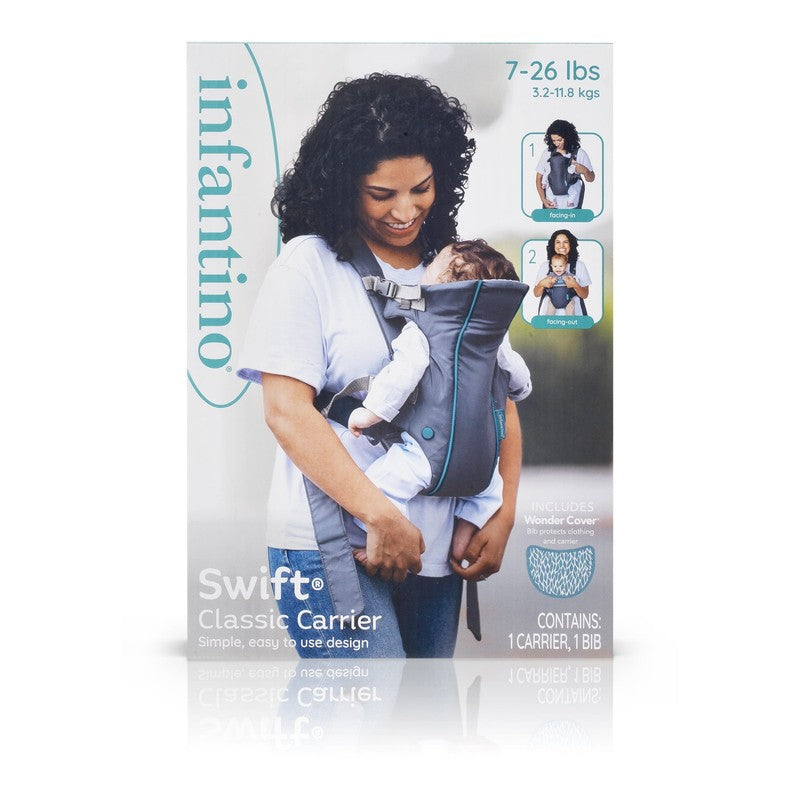Swift Classic Baby Carrier with Wonder Cover Bib, 2-Position, 7-26Lb, Gray9