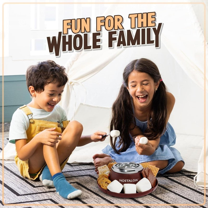 Electric S'Mores Maker, 4 Trays, Roasting Sticks, Indoor Tabletop Kit, Brown4