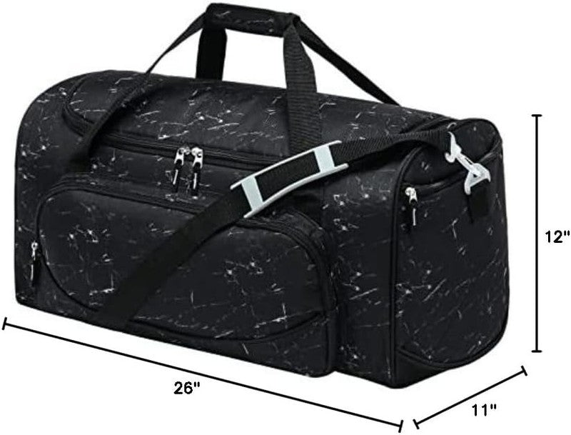 55L Heavy Duty Gym Duffle Bag for Men Gray Durable Travel Sports Black Marble6