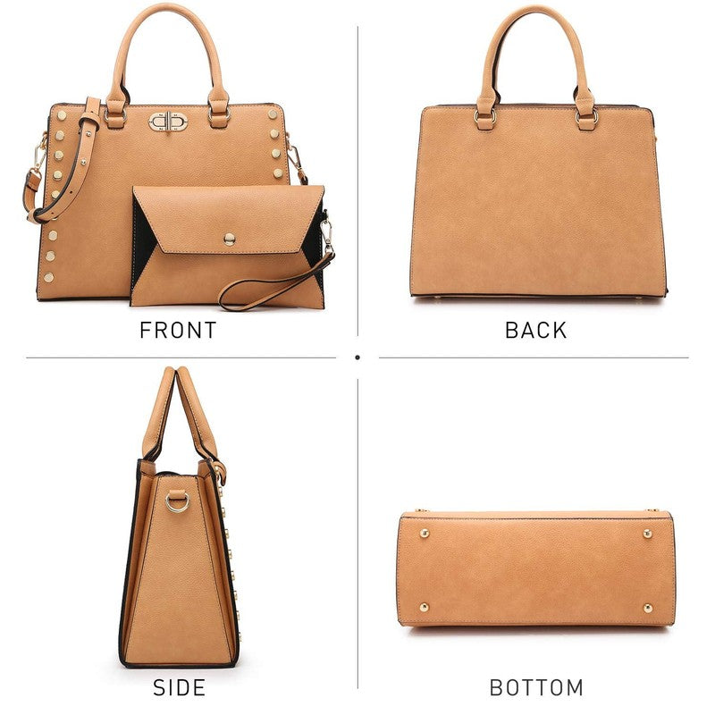 Women Satchel Handbag Shoulder Tote Work Bag with Matching Wallet4