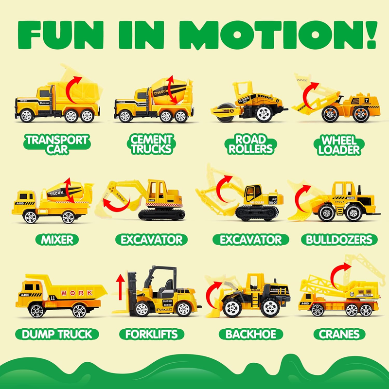 25 in 1 Construction Truck Toy Set with 12 Vehicles 12 Worker Figures Sound Ligh2