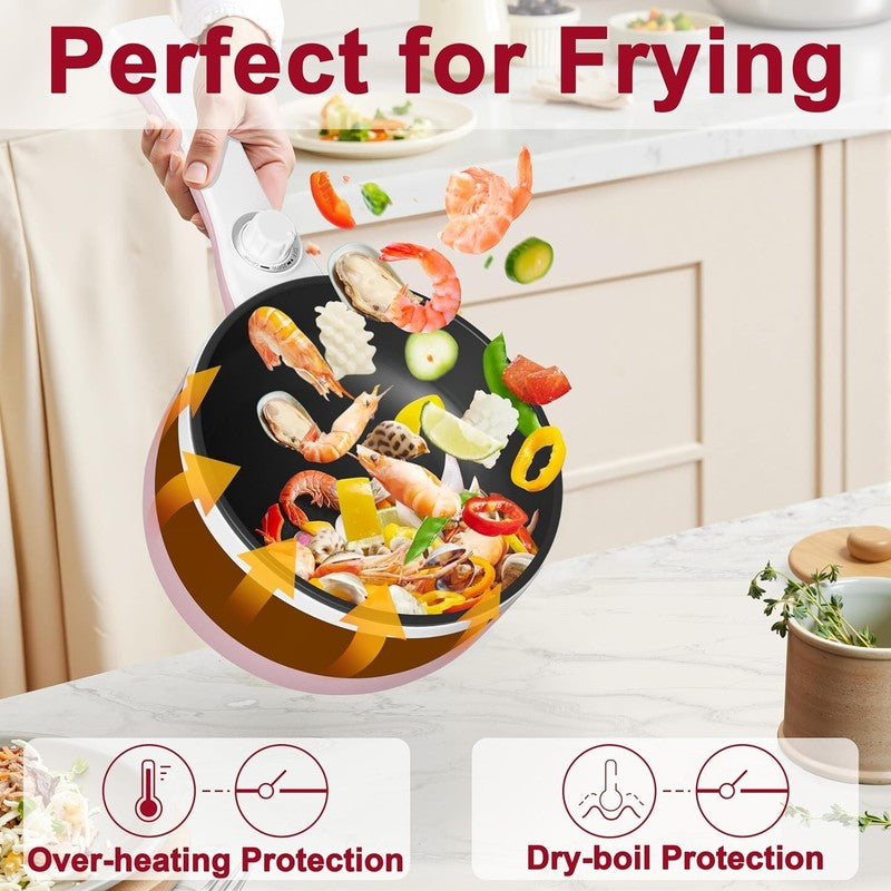 Electric Hot Pot 1.5L Mini Non Stick Sauté Pan Portable Adjustable Power1