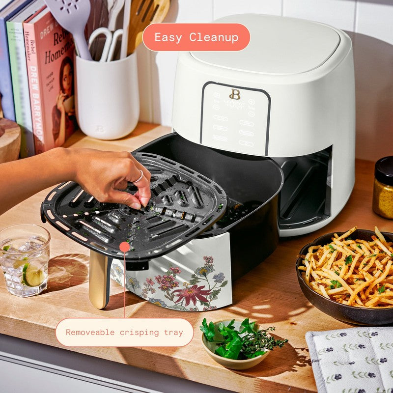6 Qt Air Fryer w/ Turbocrisp Technology Evergood Ceramic Nonstick White Flower9