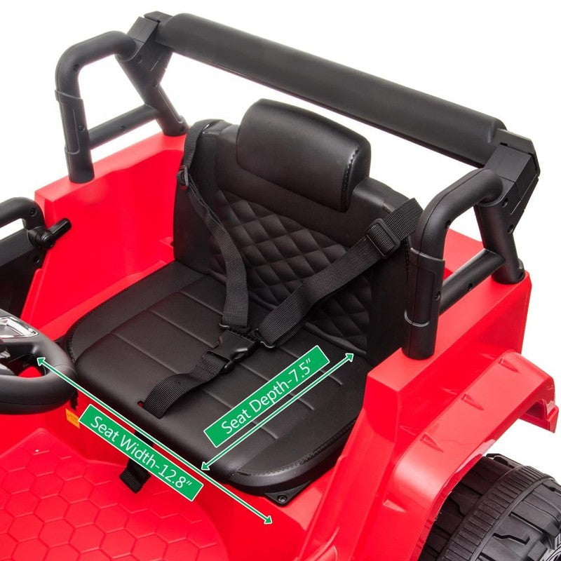 12V Electric Remote Control Kids Ride-On Truck with LED Lights & Seat Belt - Red6