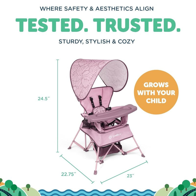 Go With Me Venture Portable High Chair Indoor Outdoor Sun Canopy Rose3