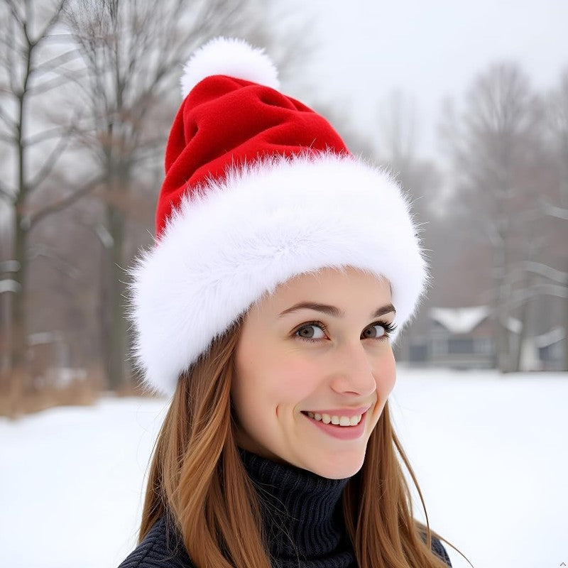 Christmas Hat, Santa Hats for Adults & Kids Red Velvet Comfort Extra Thicken Hol7