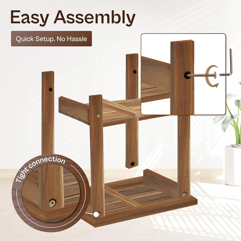 2-Tier Adirondack Side Table – Weather Resistant Wooden End Table, Rectangular R3
