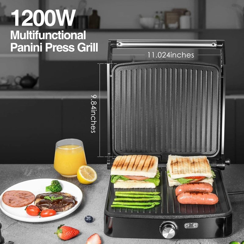 Panini Press Grill 4 Slice Adjustable Temp 180° Sandwich Maker Nonstick 1200W1