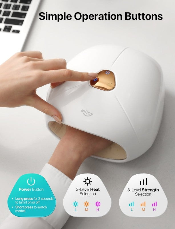 Cordless Hand Massager with Heat, Rechargeable Finger Massager, 3 Compression Le6