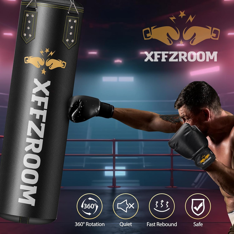Punching Bag for Adults, 4Ft PU Leather 6 in 1 Heavy Boxing Bag Set, Punching Ba6
