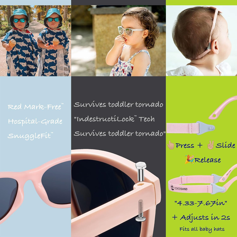 Polarized Baby Sunglasses UV400 Flexible Strap Infant Toddler 0 24 Months5