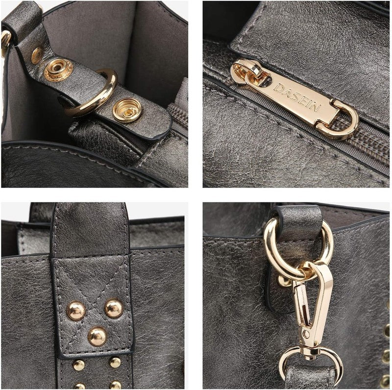 3Pc Women’s Handbag Set Tote Satchel Shoulder Top Handle Purse Wallet3