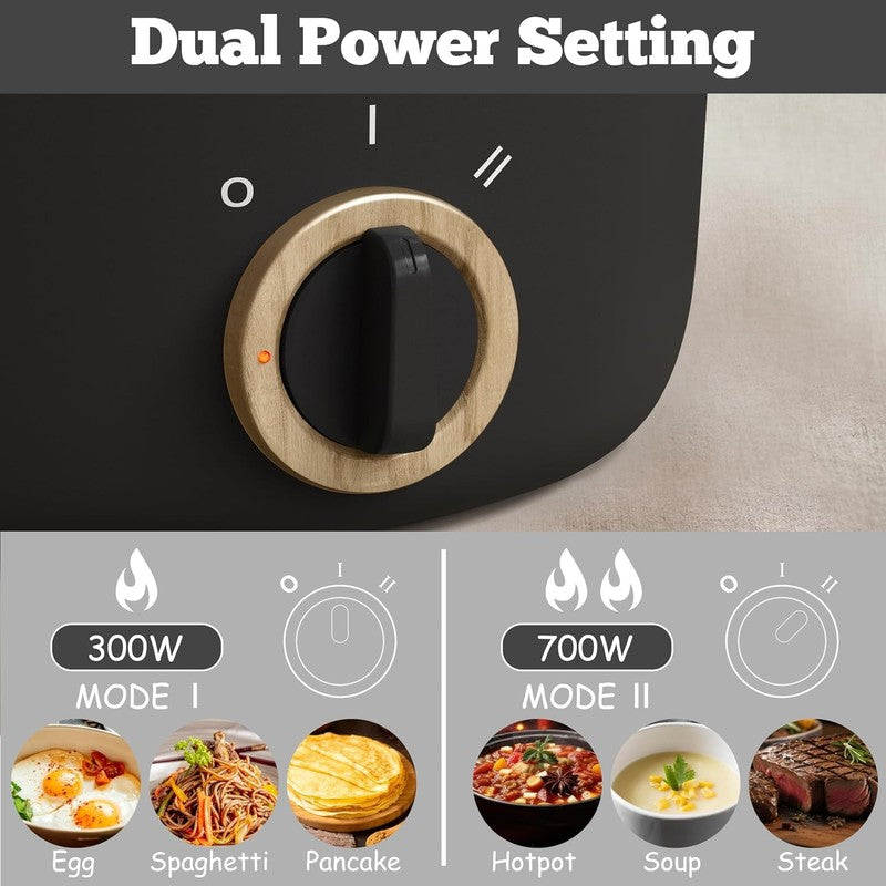 2.5L Electric Hot Pot Non Stick Multi Cooker Stir Fry Noodle Soup Portable Black3