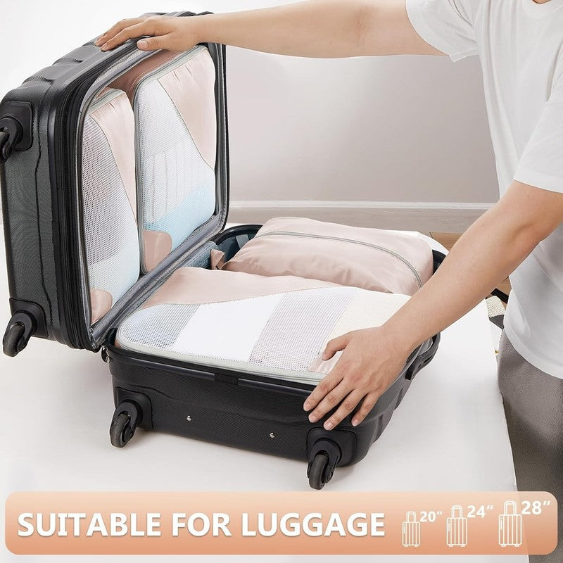 Packing Cubes Set for Travel   Organizer, Shoe & Toiletry Bag, Cream4