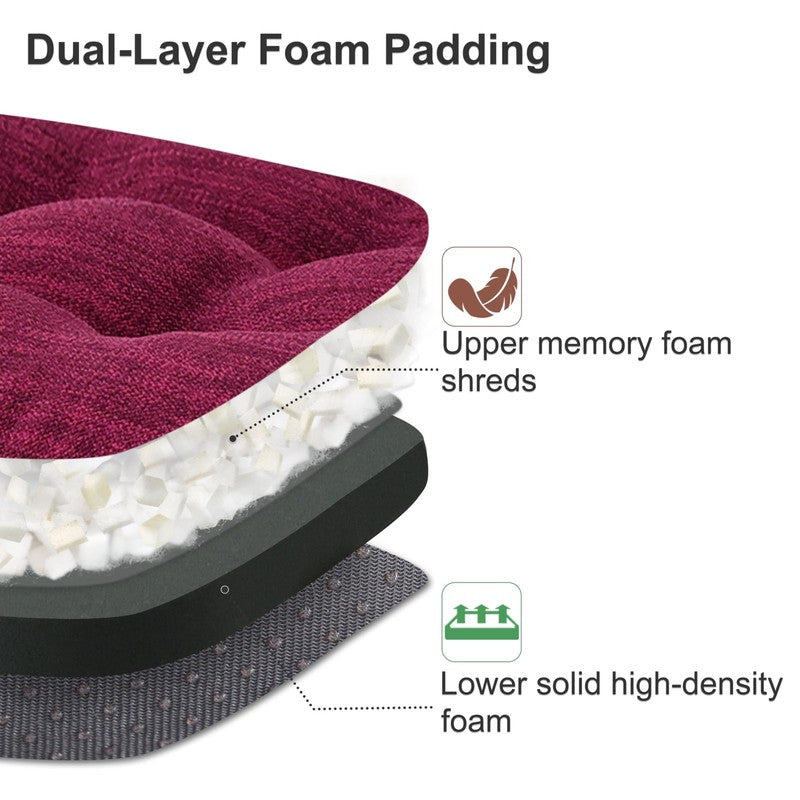 3.5" Tufted Dual-Layer Chair Cushions Set of 4 16.5"x16.5" Burgundy3