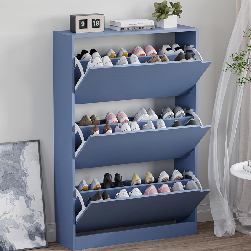 47.2'' Shoe Cabinet 3 Flip Drawers Freestanding Entryway Hallway Storage10