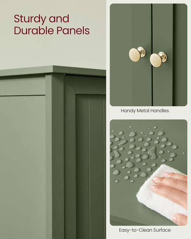 Bathroom Floor Storage Cabinet Forest Green 2 Adjustable Shelves Freestanding6