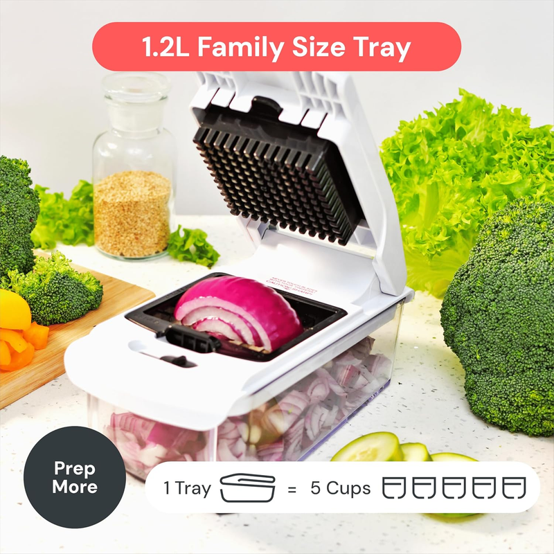 4-in-1 Vegetable Chopper & Spiralizer Food Chopper with Container White5