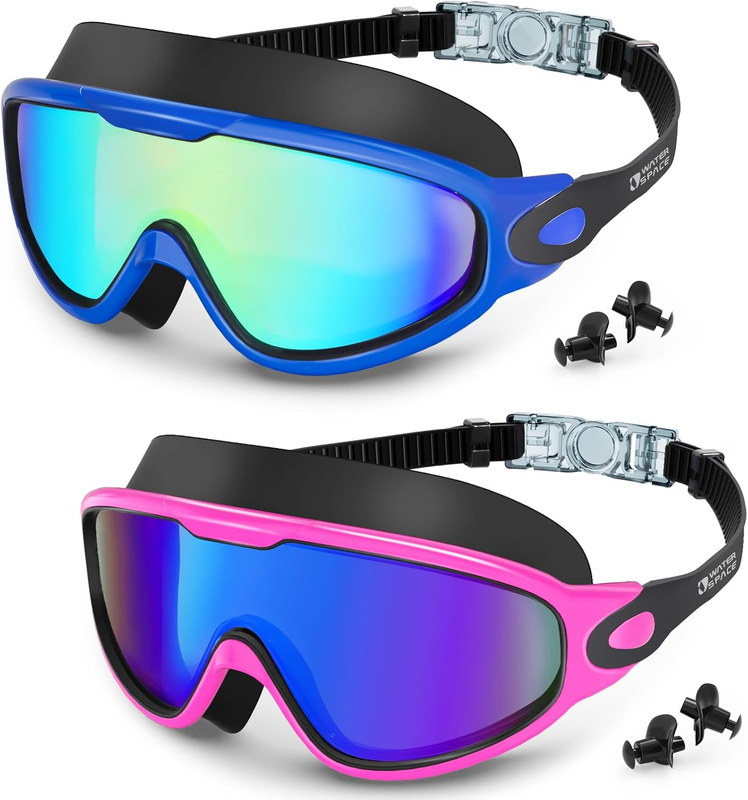 2 Pack Swim Goggles Anti Fog UV Protection No Leak 180° Wide View Pool0