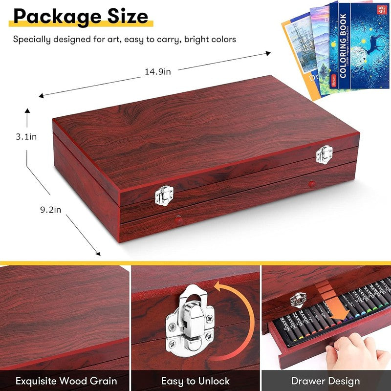 Art Supplies, 150-Pack Deluxe Wooden Art Set Crafts Drawing Painting Kit with 2 4