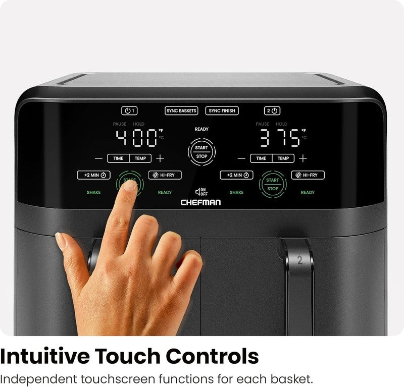 6Qt Dual Basket Air Fryer Digital Touchscreen 2x3Qt Nonstick Black6
