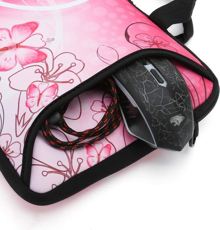 14 15.6 Laptop Sleeve Bag Pink Butterfly Neoprene Carry Case w/ Handle6