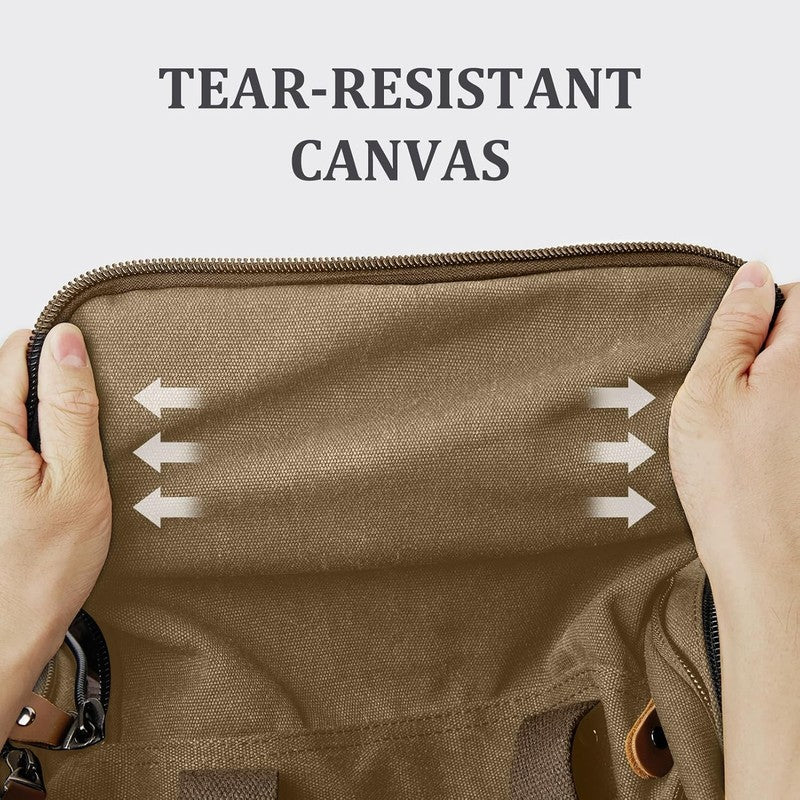 Canvas Duffle Bag for Travel 60L Duffel Overnight Weekend Bag(Coffee)1