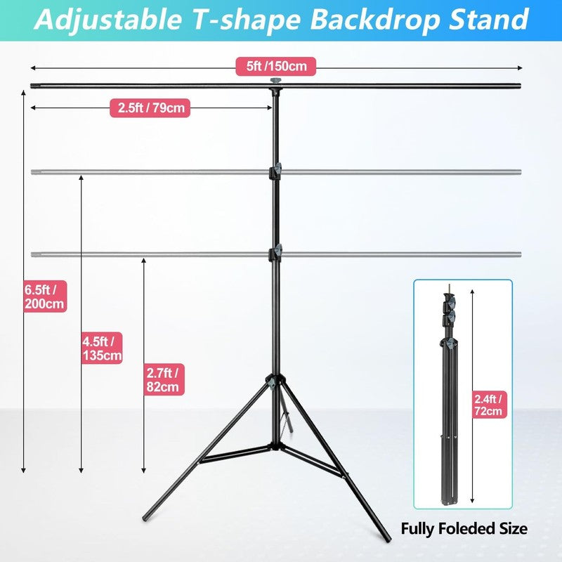 Green Screen Backdrop Kit with Stand, 5X6.5Ft Portable Green Screen Backdrop wit2