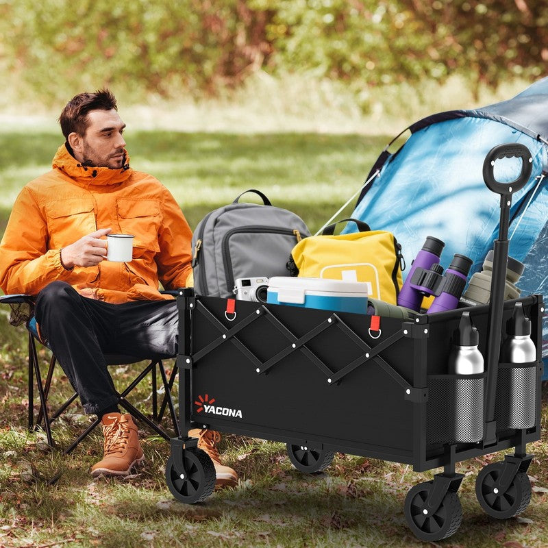 Foldable Utility Wagon Cart with Wheels   Garden Beach Camping Black7