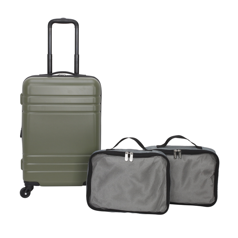 3 Piece Hardside Luggage Set with 360 Spinner Wheels and Divider Pockets, Includ0