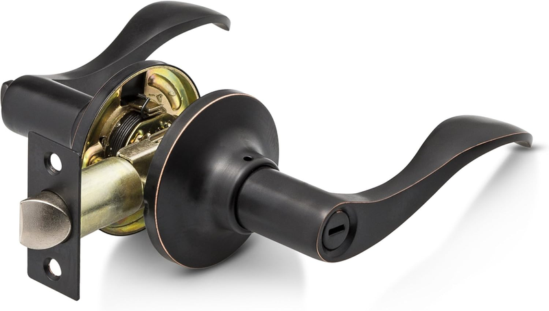 Privacy Lever Door Handle [Thumb Turn Lock on the Inside] for Bedroom or Bathroo6