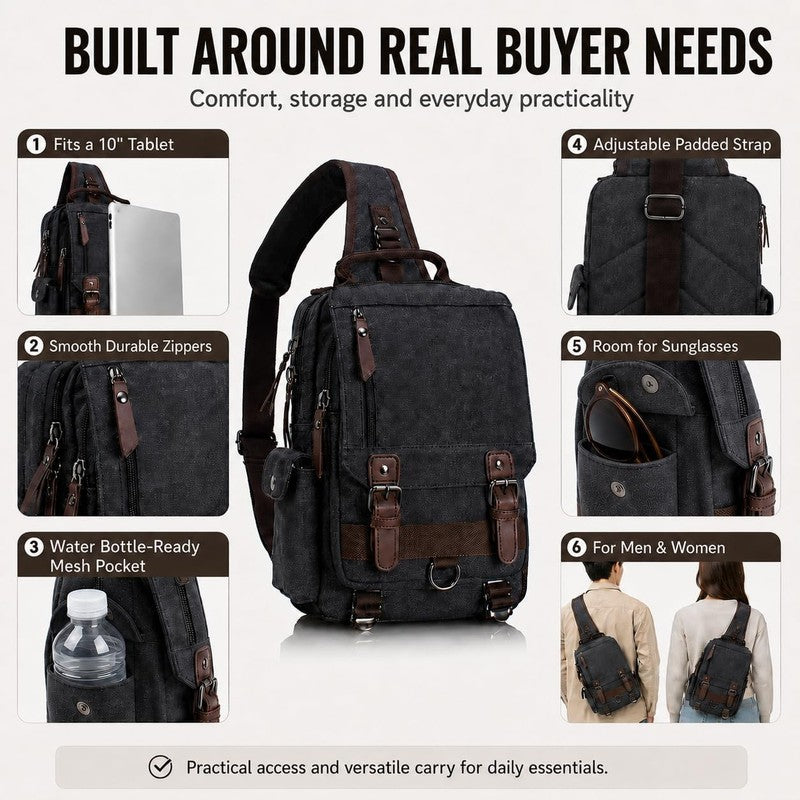Retro Canvas Messenger Bag Unisex Crossbody Sling Shoulder Travel Work Daily4