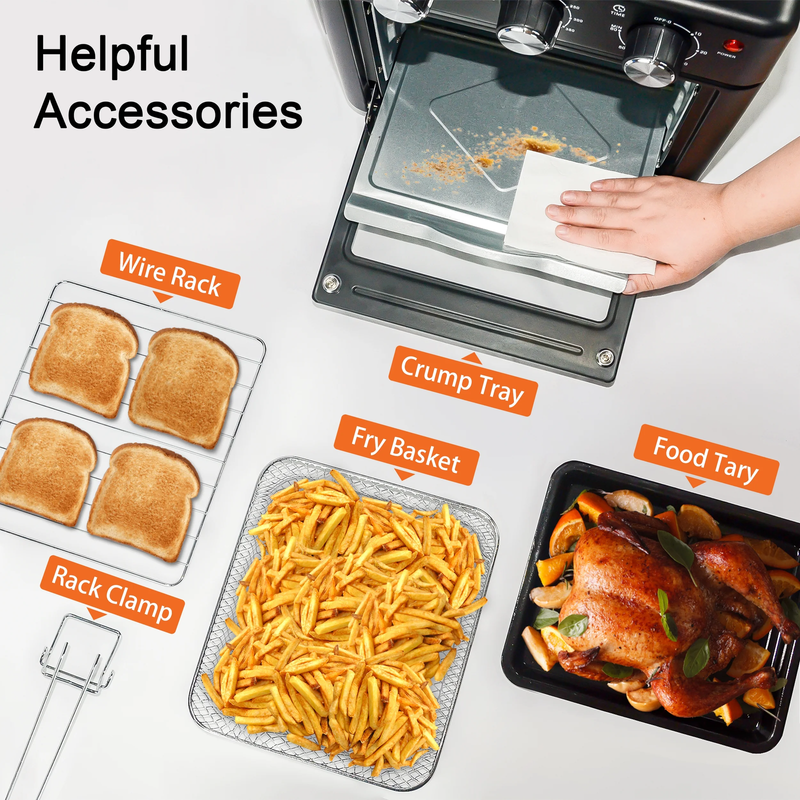 14QT Air Fryer Toaster Oven Combo 7 in 1 Oil Less Cooker Bake Broil Toast Black7