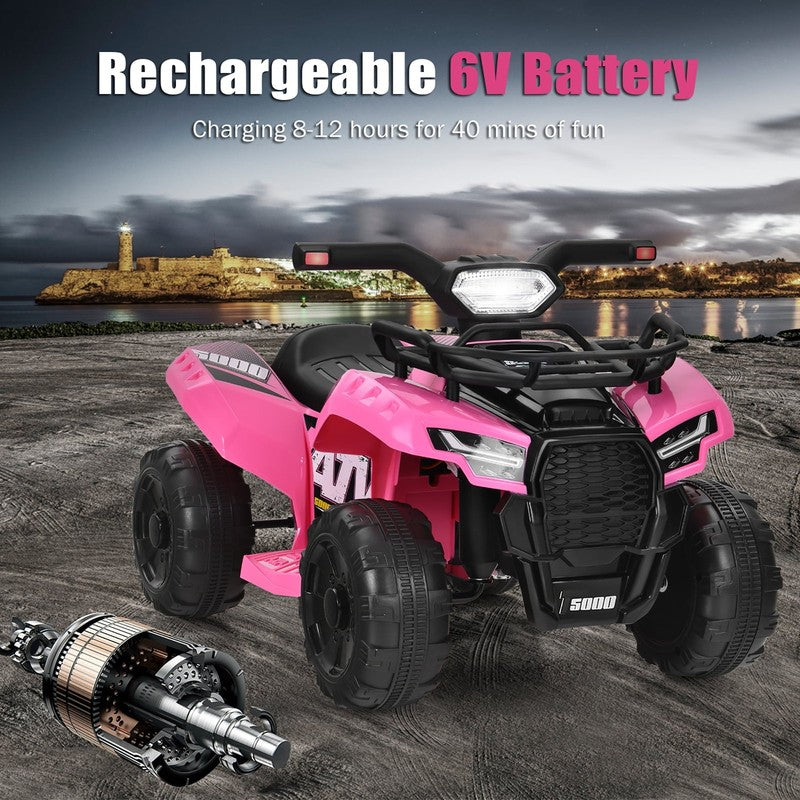 6V Kids ATV Quad Electric Ride on Car Toy Toddler with LED Light MP3 Pink4